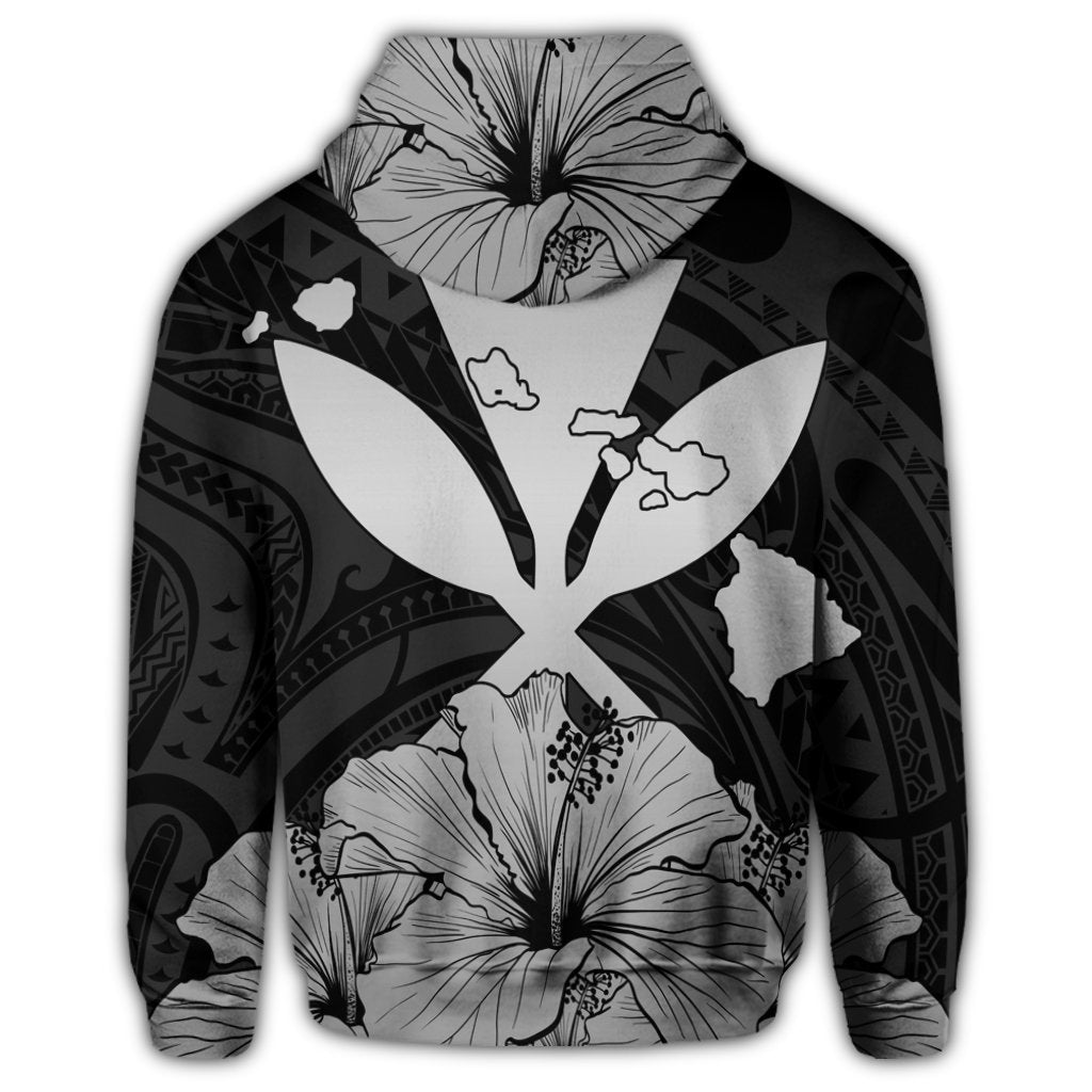 Hawaiian Kanaka Zip Hoodie Hibiscus Polynesian Love Gray - Polynesian Pride