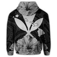 Hawaiian Kanaka Zip Hoodie Hibiscus Polynesian Love Gray - Polynesian Pride