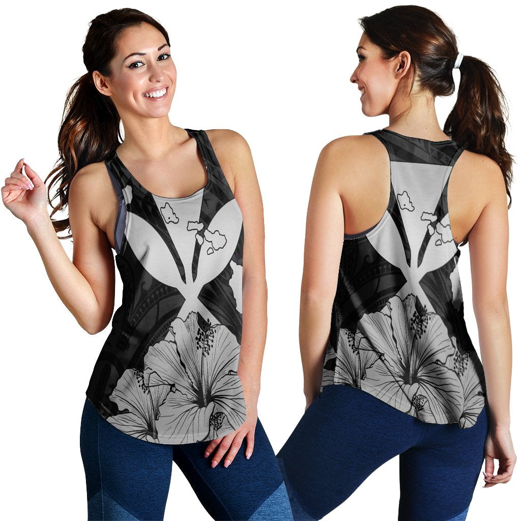 Hawaiian Kanaka Racerback Tank Hibiscus Polynesian Love - Gray - AH Black - Polynesian Pride