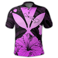 Hawaiian Kanaka Polo Shirt Hibiscus Polynesian Love Pink - Polynesian Pride