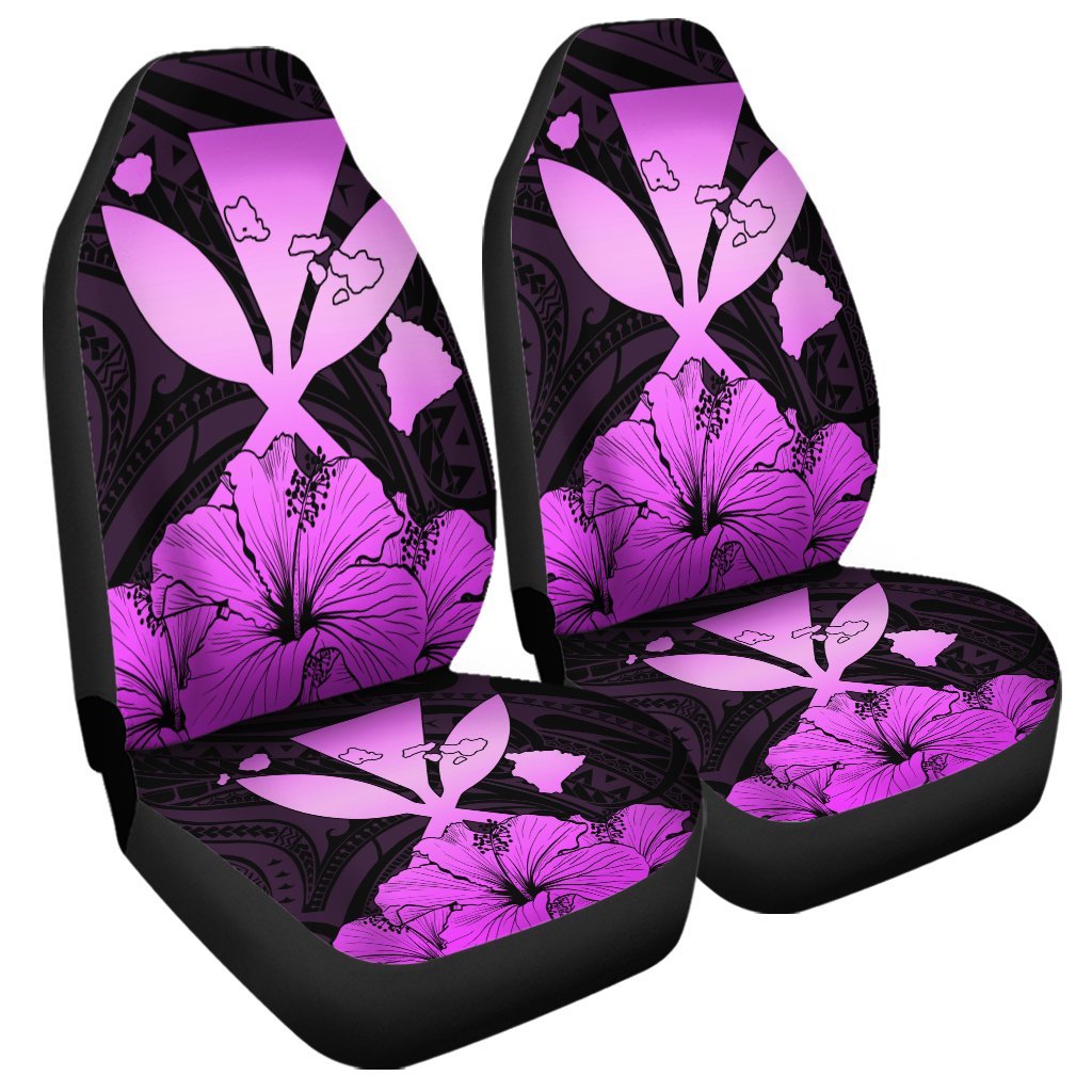 Hawaiian Kanaka Car Seat Covers Hibiscus Polynesian Love - Pink - AH Universal Fit Black - Polynesian Pride