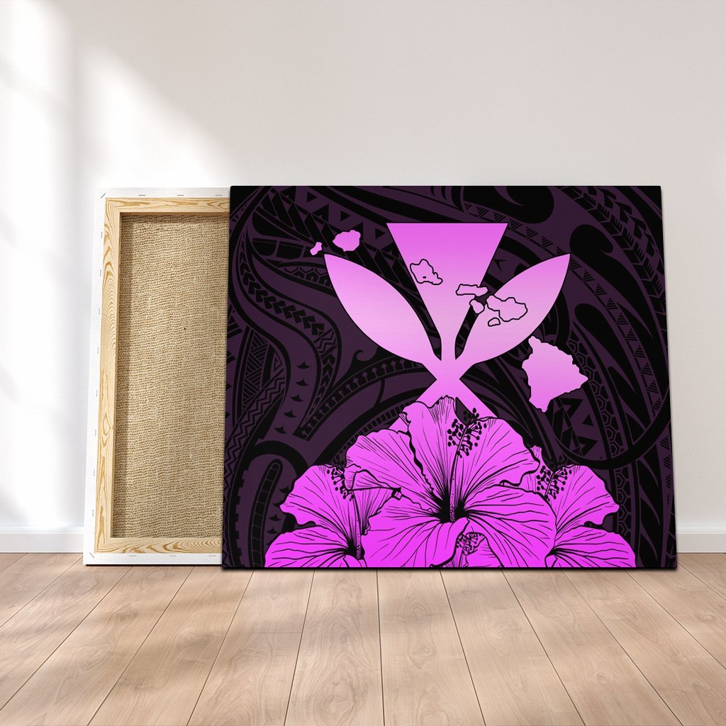 Hawaiian Kanaka Canvas Hibiscus Polynesian Love - Pink - AH Canvas Poly-cotton - Polynesian Pride