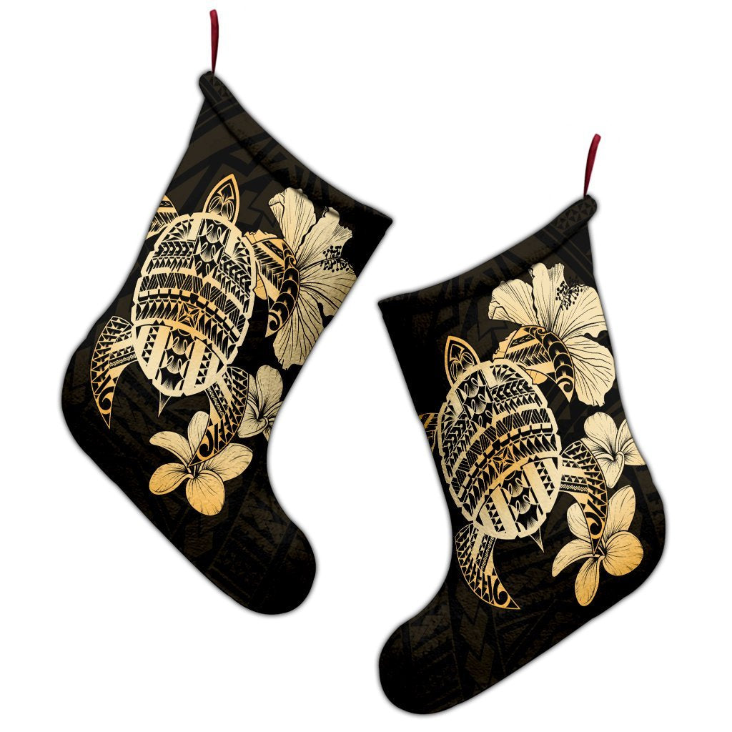 Hawaiian Kanaka Hibiscus Plumeria Mix Polynesian Turtle Christmas Stocking - AH - Polynesian Pride