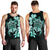 Hawaiian Kanaka Hibiscus Plumeria Mix Polynesian Turtle Tank Top - Turquoise - AH - Polynesian Pride