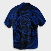 Hawaiian Kanaka Honu Hibiscus Tornando Polynesian Blue Hawaiian Shirt - AH - Polynesian Pride