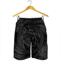 Hawaiian Kanaka Honu Hibiscus Tornando Polynesian Gray Men's Shorts - AH - Polynesian Pride