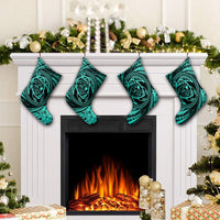 Hawaiian Kanaka Honu Hibiscus Tornando Polynesian Turquoise Christmas Stocking - AH - Polynesian Pride