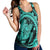 Hawaiian Kanaka Honu Map Hibiscus Globular Polynesian Turquoise Racerback Tank - AH - Polynesian Pride