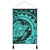 Hawaiian Kanaka Honu Map Hibiscus Globular Polynesian Turquoise Hanging Poster - AH Hanging Poster Cotton And Linen - Polynesian Pride