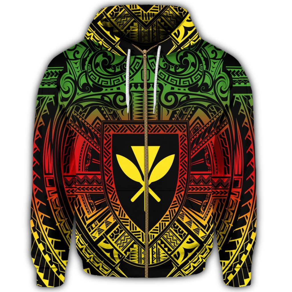 Hawaiian Kanaka Maoli Center Polynesian Zip Hoodie - Polynesian Pride