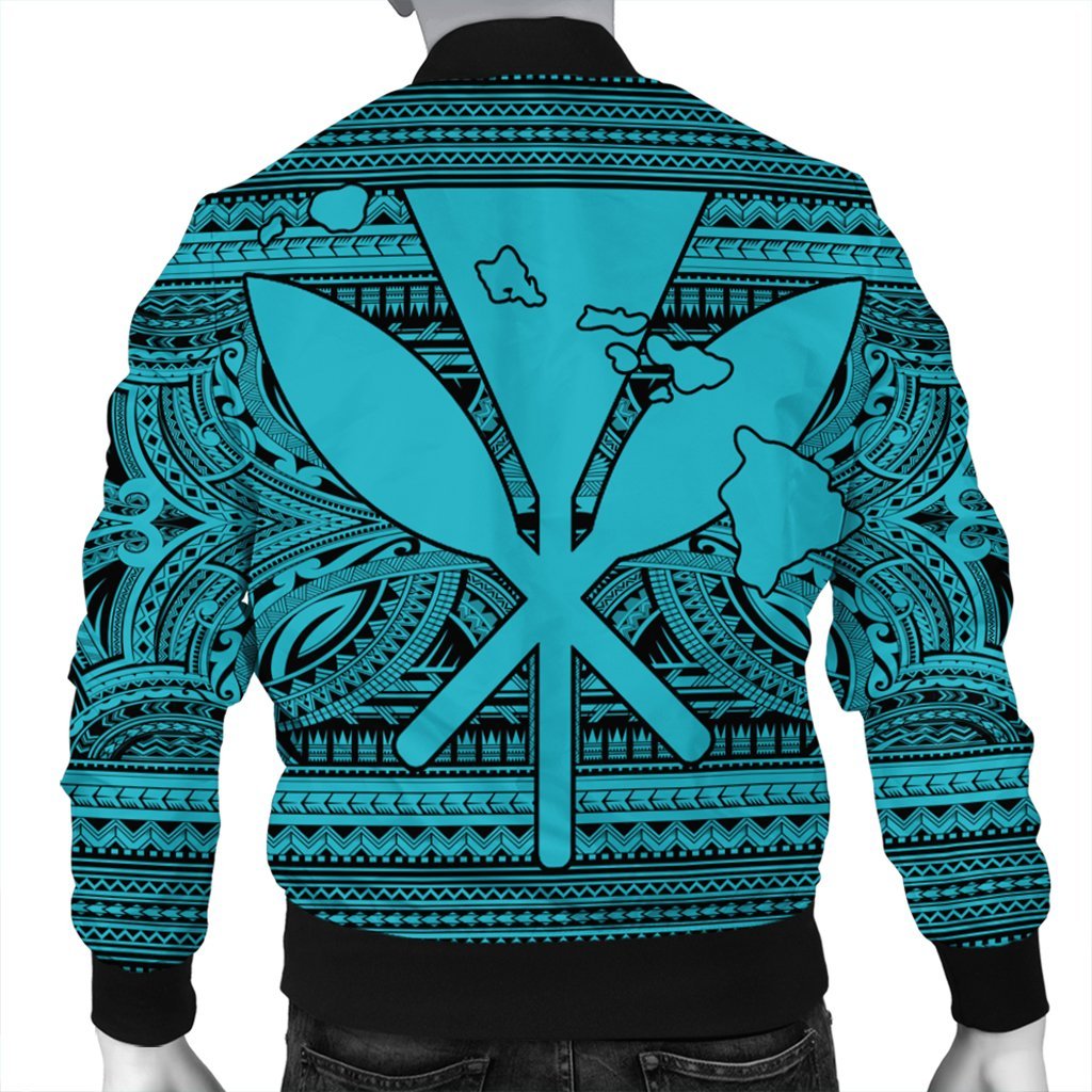 Hawaiian Kanaka Polynesian Tribal Bomber Jacket Reggae Color Blue AH - Polynesian Pride
