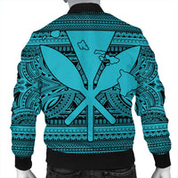 Hawaiian Kanaka Polynesian Tribal Bomber Jacket Reggae Color Blue AH - Polynesian Pride