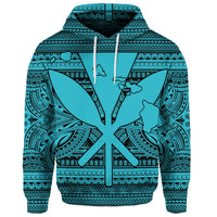 Custom Hawaiian Kanaka Polynesian Hoodie Tribal Reggae Color Blue - Polynesian Pride