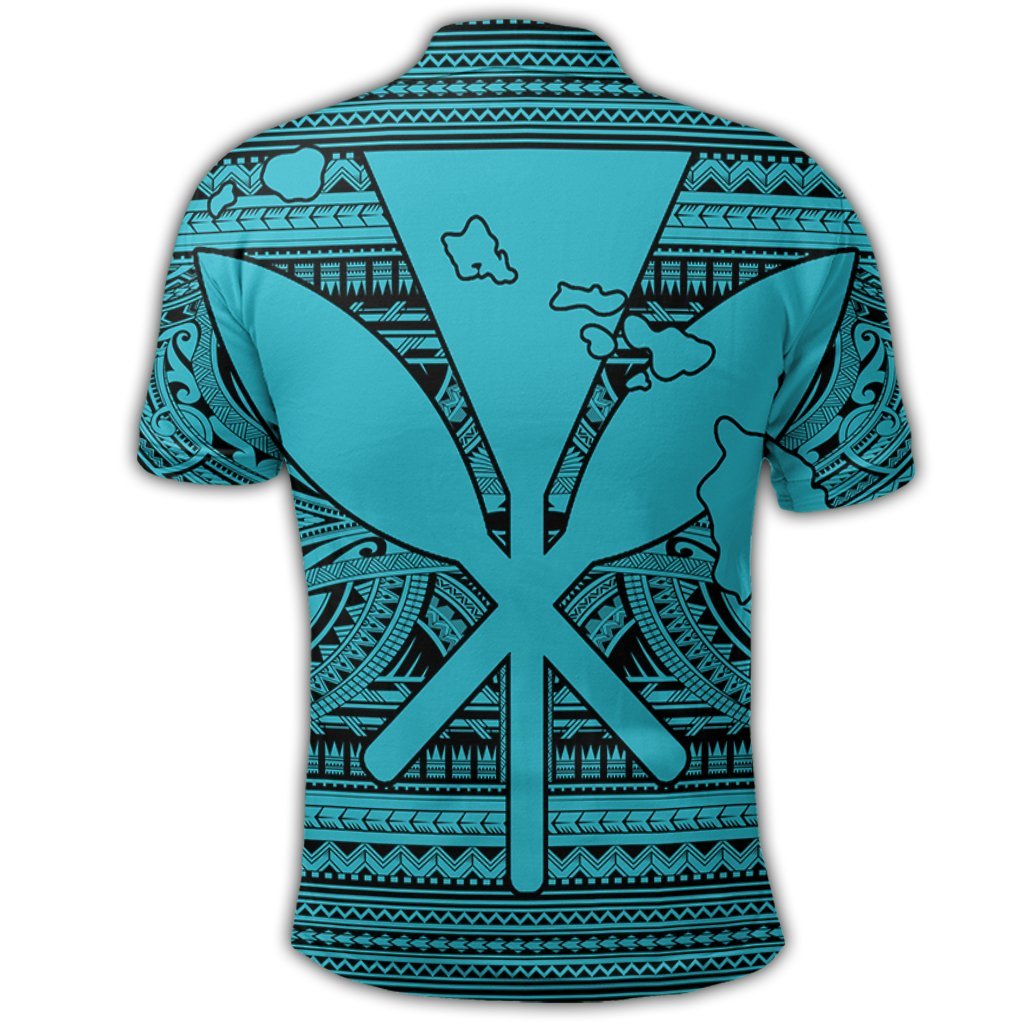 Hawaiian Kanaka Polynesian Tribal Polo Shirt Reggae Color Blue - Polynesian Pride