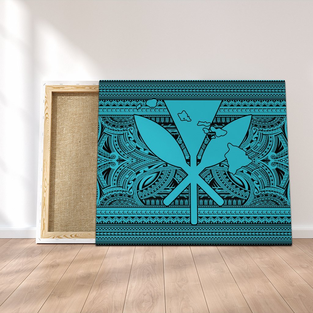 Hawaiian Kanaka Polynesian Tribal Canvas Reggae Color Blue AH Canvas Poly-cotton - Polynesian Pride