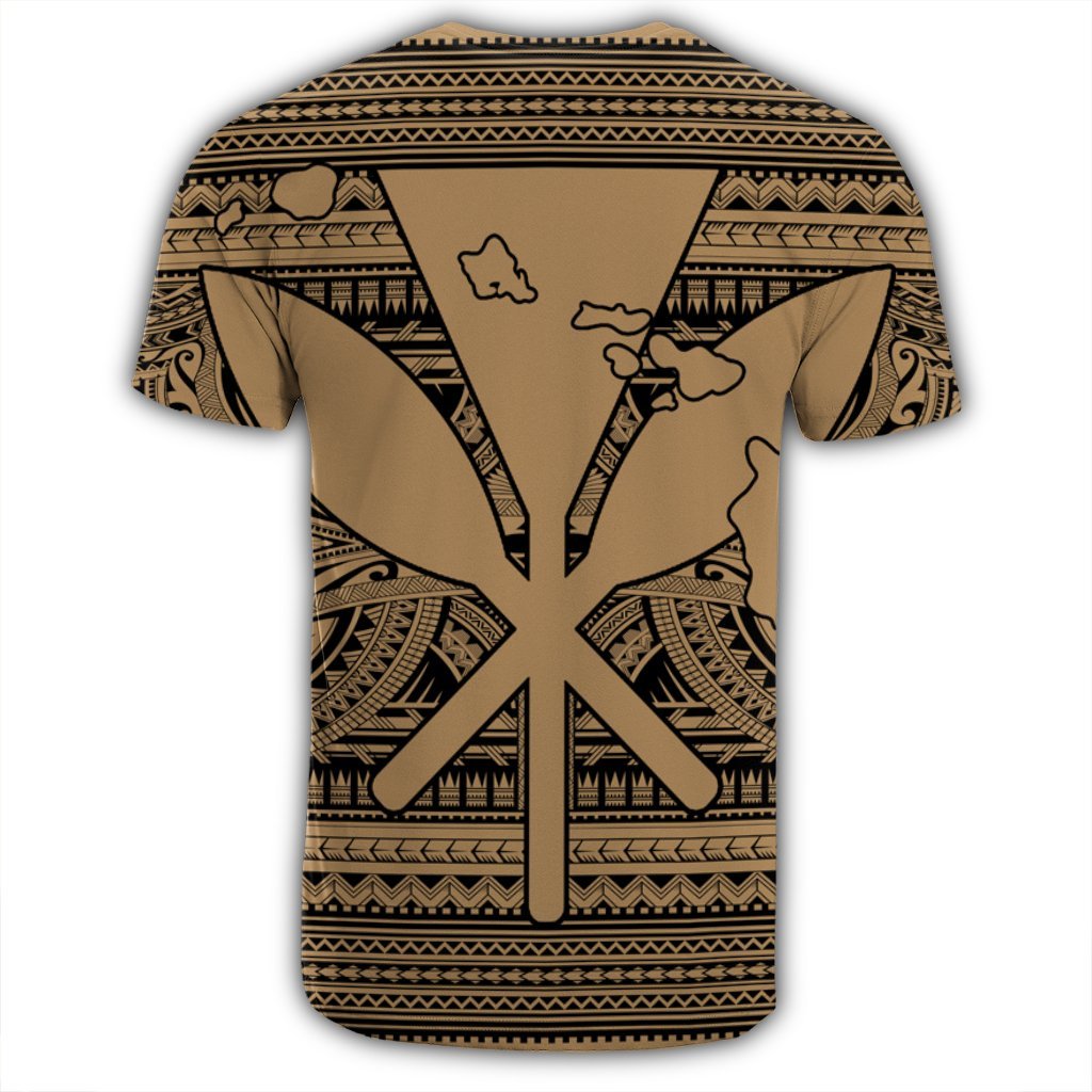 Hawaiian Kanaka Polynesian Tribal T Shirt Reggae Color Gold - Polynesian Pride
