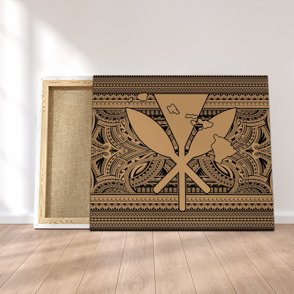 Hawaiian Kanaka Polynesian Tribal Canvas Reggae Color Gold AH Canvas Poly-cotton - Polynesian Pride