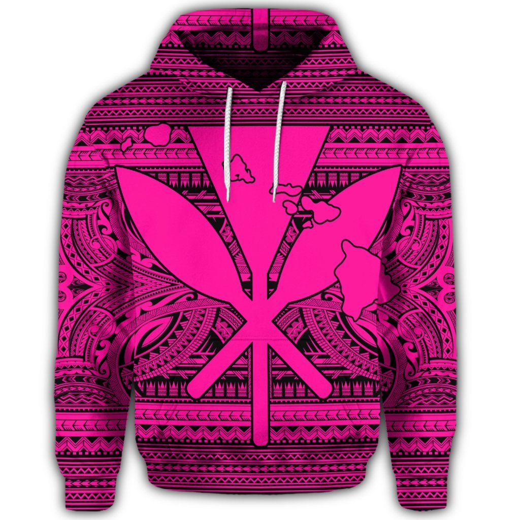 Hawaiian Kanaka Polynesian Hoodie Tribal Reggae Color Pink - Polynesian Pride