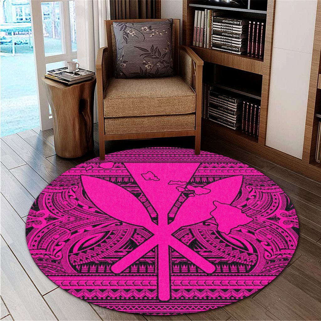 Hawaiian Kanaka Polynesian Tribal Round Carpet Reggae Color Pink AH - Polynesian Pride