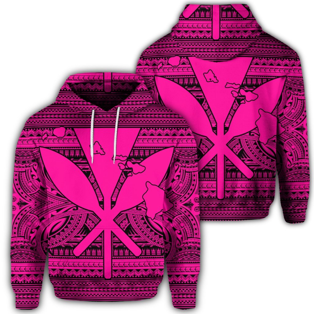 Hawaiian Kanaka Polynesian Hoodie Tribal Reggae Color Pink Unisex Art - Polynesian Pride