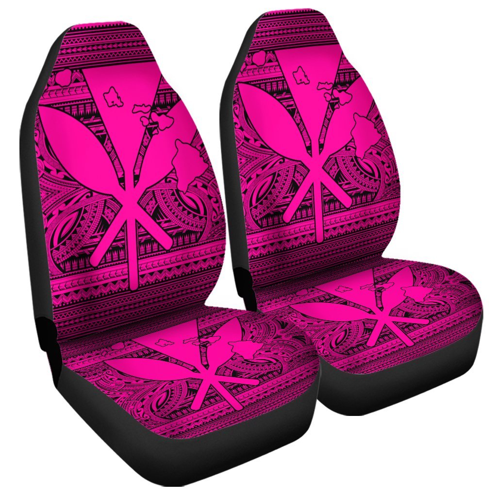 Hawaiian Kanaka Polynesian Tribal Car Seat Covers Reggae Color Pink AH Universal Fit Black - Polynesian Pride