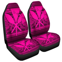 Hawaiian Kanaka Polynesian Tribal Car Seat Covers Reggae Color Pink AH Universal Fit Black - Polynesian Pride
