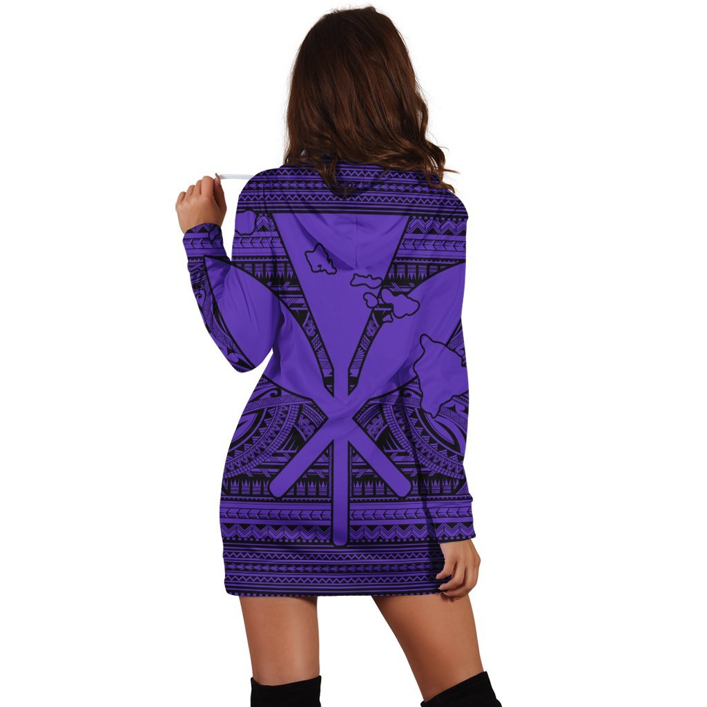 Hawaiian Kanaka Polynesian Tribal Hoodie Dress Reggae Color Purple AH - Polynesian Pride