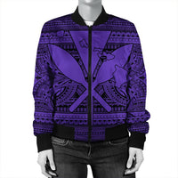 Hawaiian Kanaka Polynesian Tribal Bomber Jacket Reggae Color Purple AH - Polynesian Pride