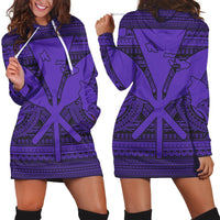 Hawaiian Kanaka Polynesian Tribal Hoodie Dress Reggae Color Purple AH Black - Polynesian Pride