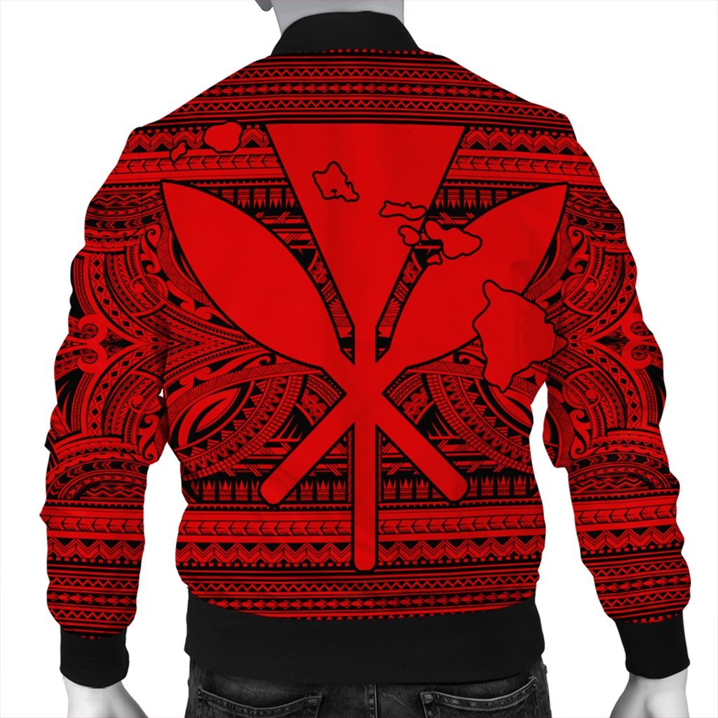 Hawaiian Kanaka Polynesian Tribal Bomber Jacket Reggae Color Red AH - Polynesian Pride