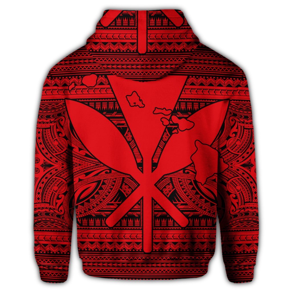 Hawaiian Kanaka Polynesian Hoodie Tribal Reggae Color Red - Polynesian Pride