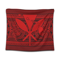 Hawaiian Kanaka Polynesian Tribal Tapestry Reggae Color Red AH Wall Tapestry Black - Polynesian Pride