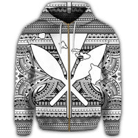 Hawaiian Kanaka Polynesian Tribal Zip Hoodie Reggae Color White - Polynesian Pride