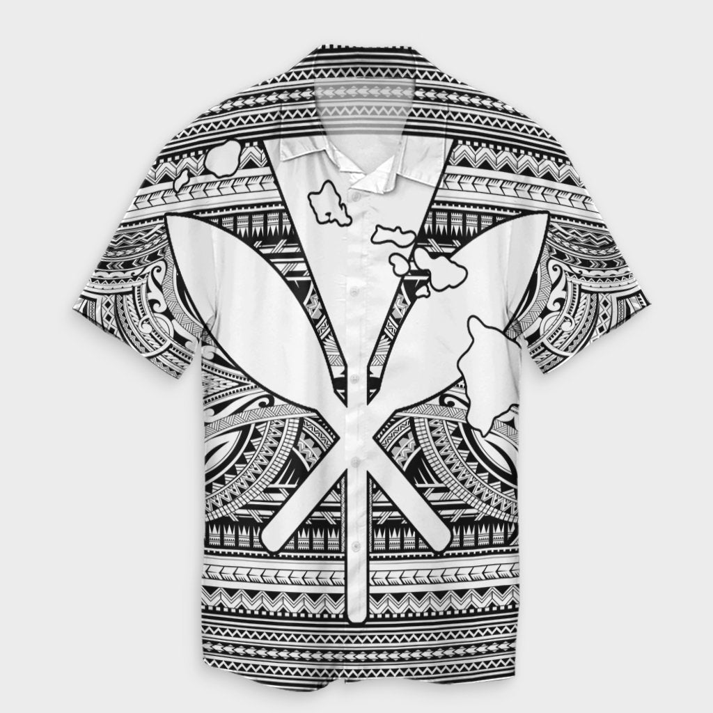 Hawaiian Kanaka Polynesian Tribal Hawaiian Shirt Reggae Color White AH Unisex Black - Polynesian Pride