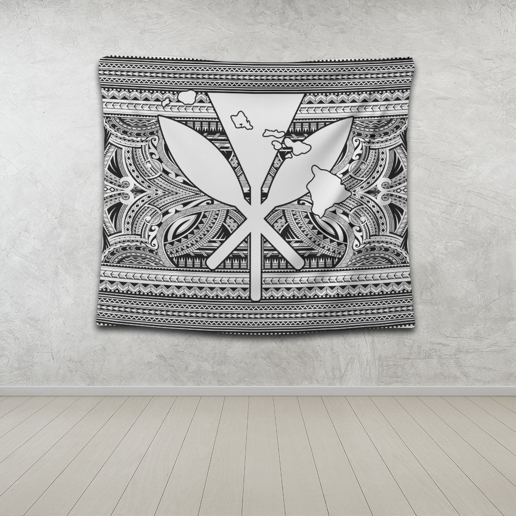 Hawaiian Kanaka Polynesian Tribal Tapestry Reggae Color White AH - Polynesian Pride