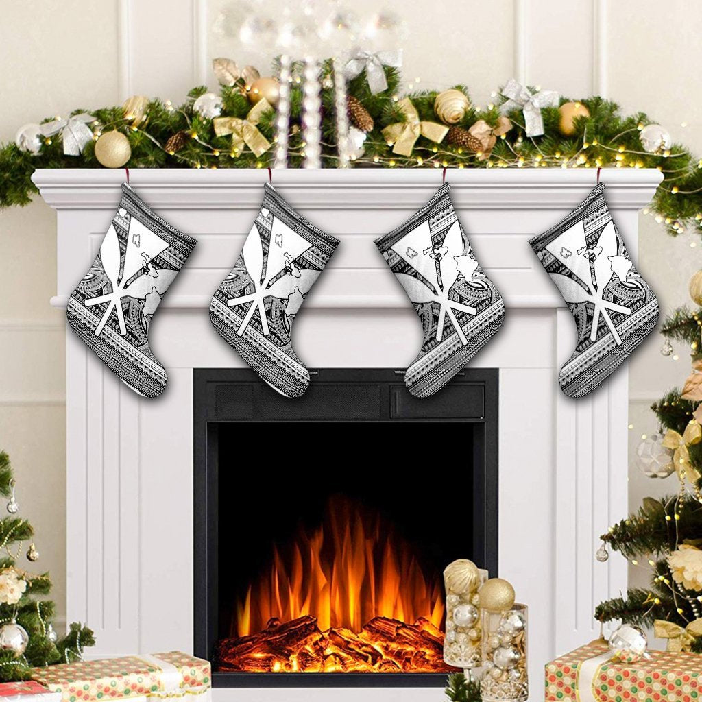 Hawaiian Kanaka Polynesian Tribal Christmas Stocking Reggae Color White AH - Polynesian Pride