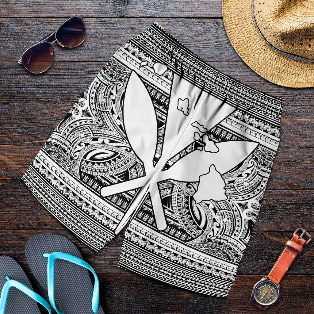 Hawaiian Kanaka Polynesian Tribal Men's Shorts Reggae Color White AH Art - Polynesian Pride