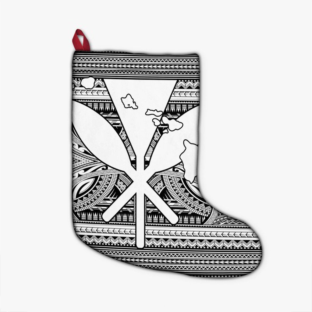 Hawaiian Kanaka Polynesian Tribal Christmas Stocking Reggae Color White AH Christmas Stocking 26 X 42 cm Black - Polynesian Pride