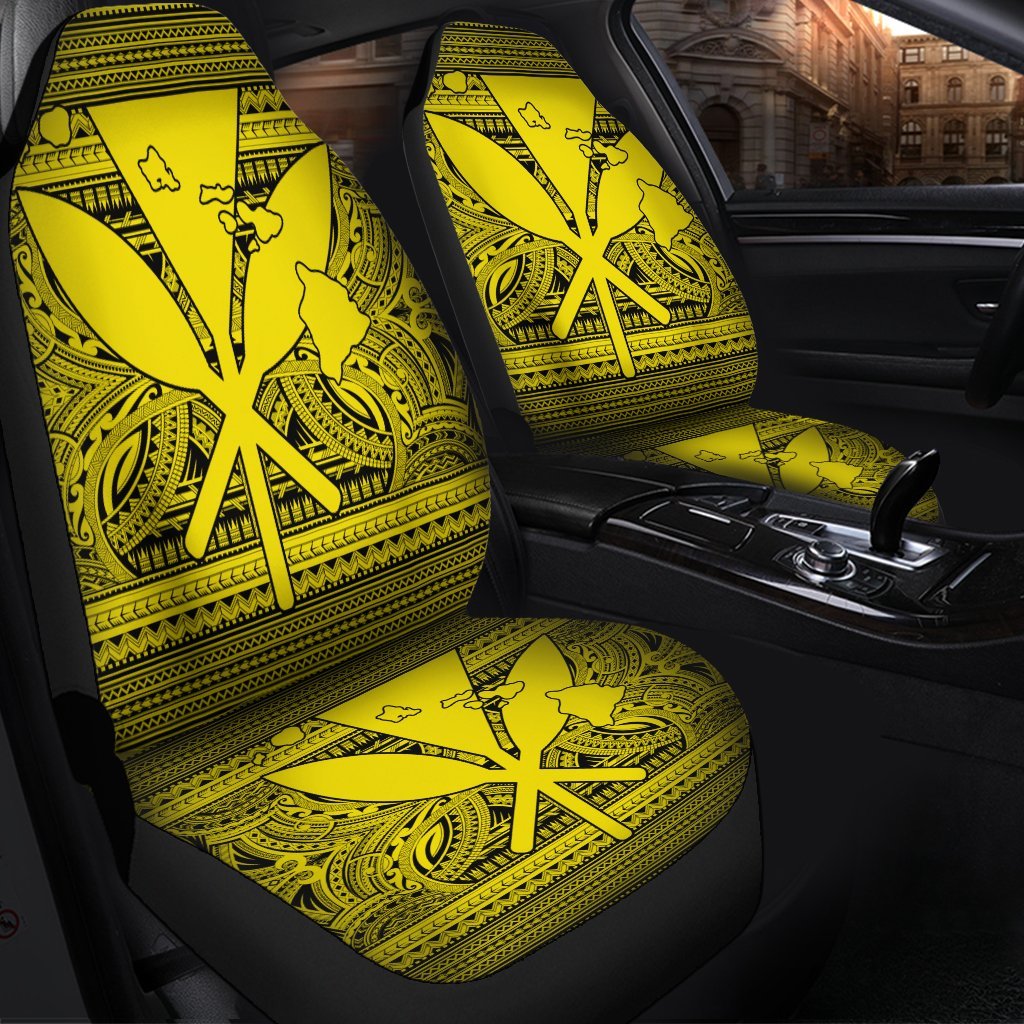 Hawaiian Kanaka Polynesian Tribal Car Seat Covers Reggae Color Yellow AH - Polynesian Pride