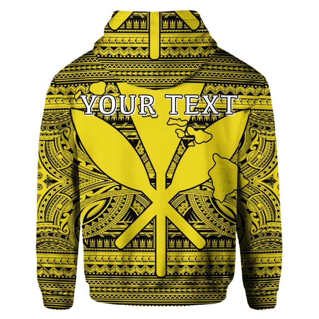 Custom Hawaiian Kanaka Polynesian Hoodie Tribal Reggae Color Yellow - Polynesian Pride