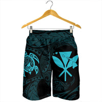 Hawaiian Kanaka Turtle Polynesian Men's Shorts Blue AH - Polynesian Pride