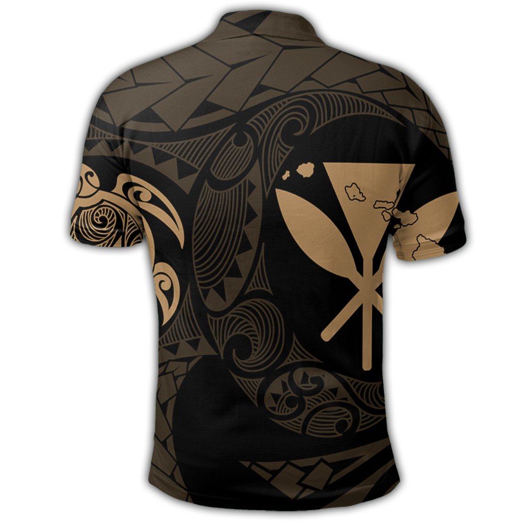Hawaiian Kanaka Turtle Polynesian Polo Shirt Gold - Polynesian Pride
