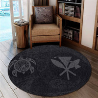 Hawaiian Kanaka Turtle Polynesian Round Carpet Gray AH - Polynesian Pride