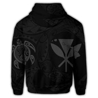 Hawaiian Kanaka Turtle Polynesian Zip Hoodie Gray - Polynesian Pride