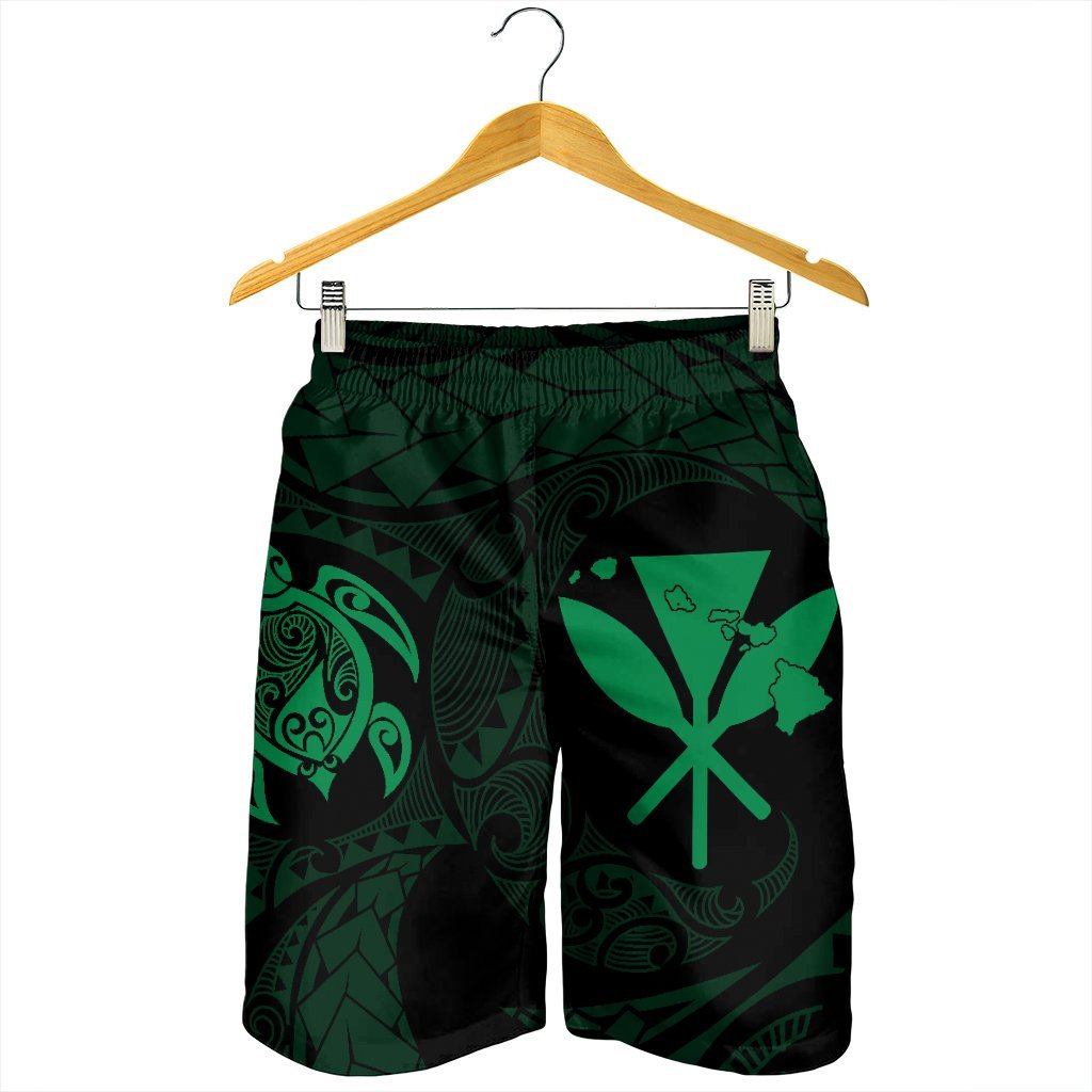 Hawaiian Kanaka Turtle Polynesian Men's Shorts Green AH - Polynesian Pride