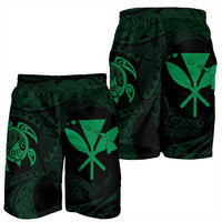 Hawaiian Kanaka Turtle Polynesian Men's Shorts Green AH - Polynesian Pride