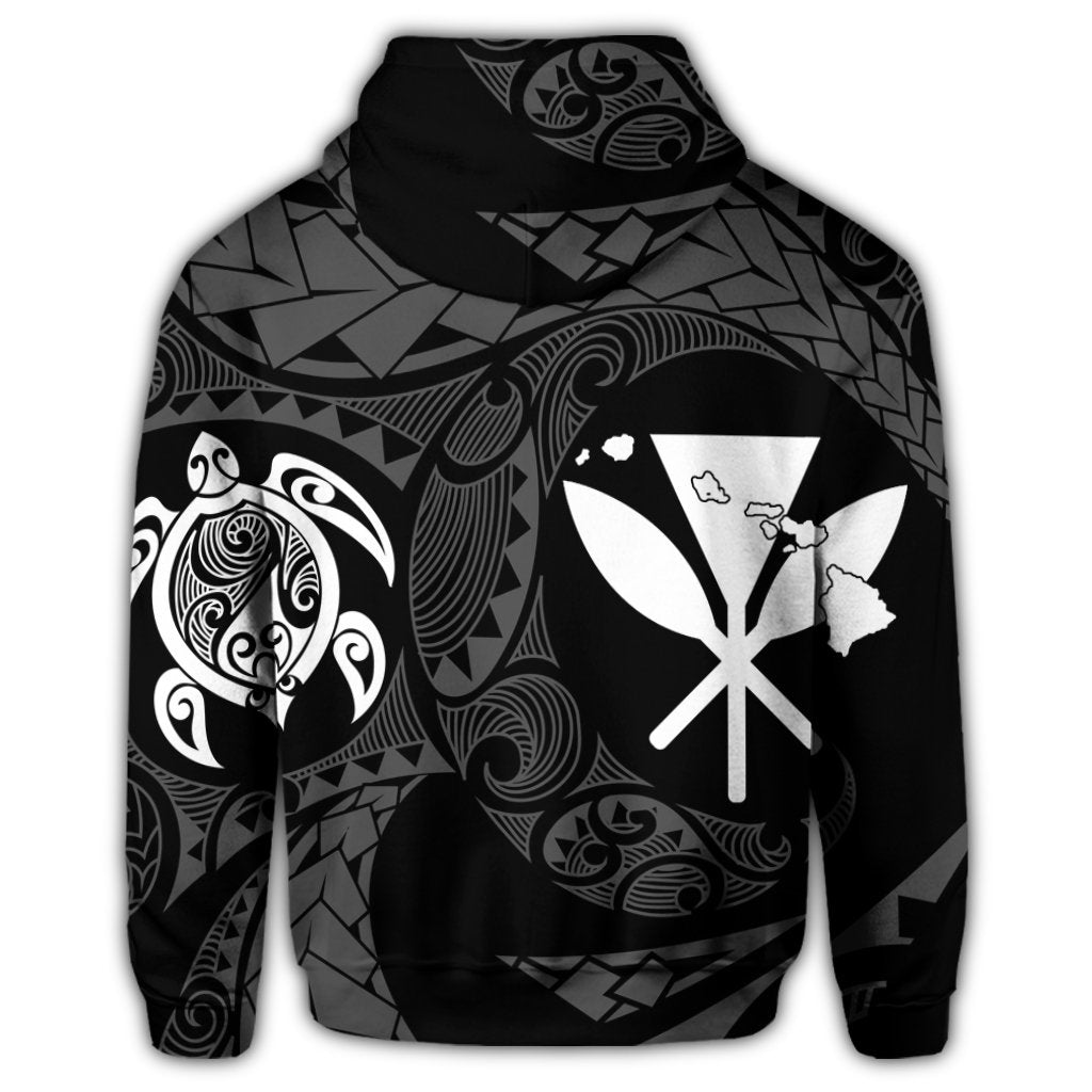 Hawaiian Kanaka Turtle Polynesian Zip Hoodie White - Polynesian Pride