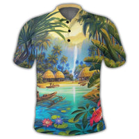 Hawaiian Living In Aboriginal Village Polo Shirt - Polynesian Pride