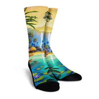 Hawaiian Living In Aboriginal Village Crew Socks - AH - Polynesian Pride