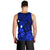 Hawaiian Map Big Turtle Hibiscus Plumeria Tribal Polynesian Tank Top - Blue - AH - Polynesian Pride